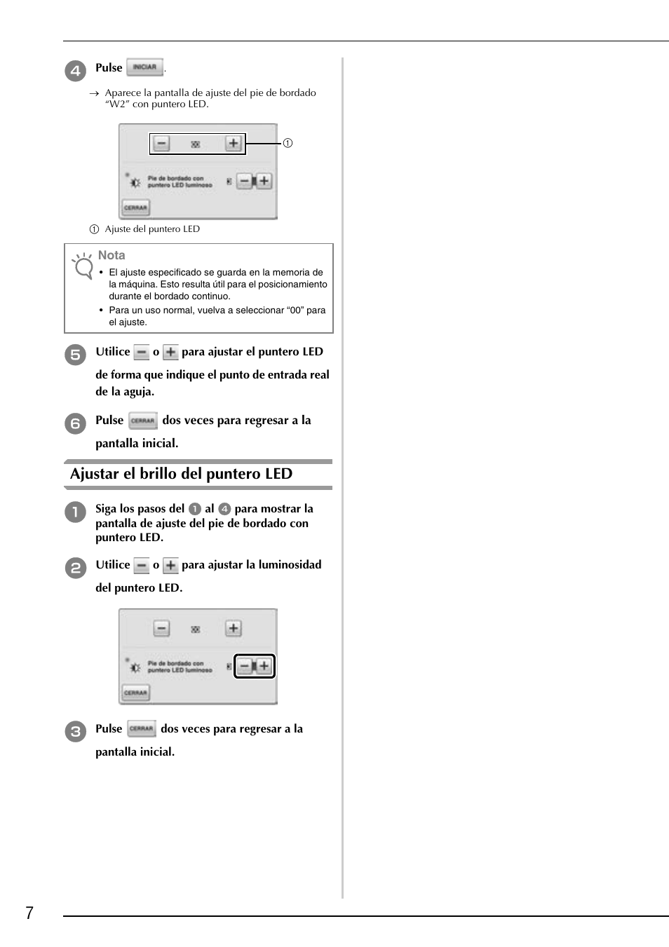 Ajustar el brillo del puntero led | Baby Lock Ellisimo Gold 2 (BLSOG2) Instruction and Reference Guide Addendum User Manual | Page 18 / 32