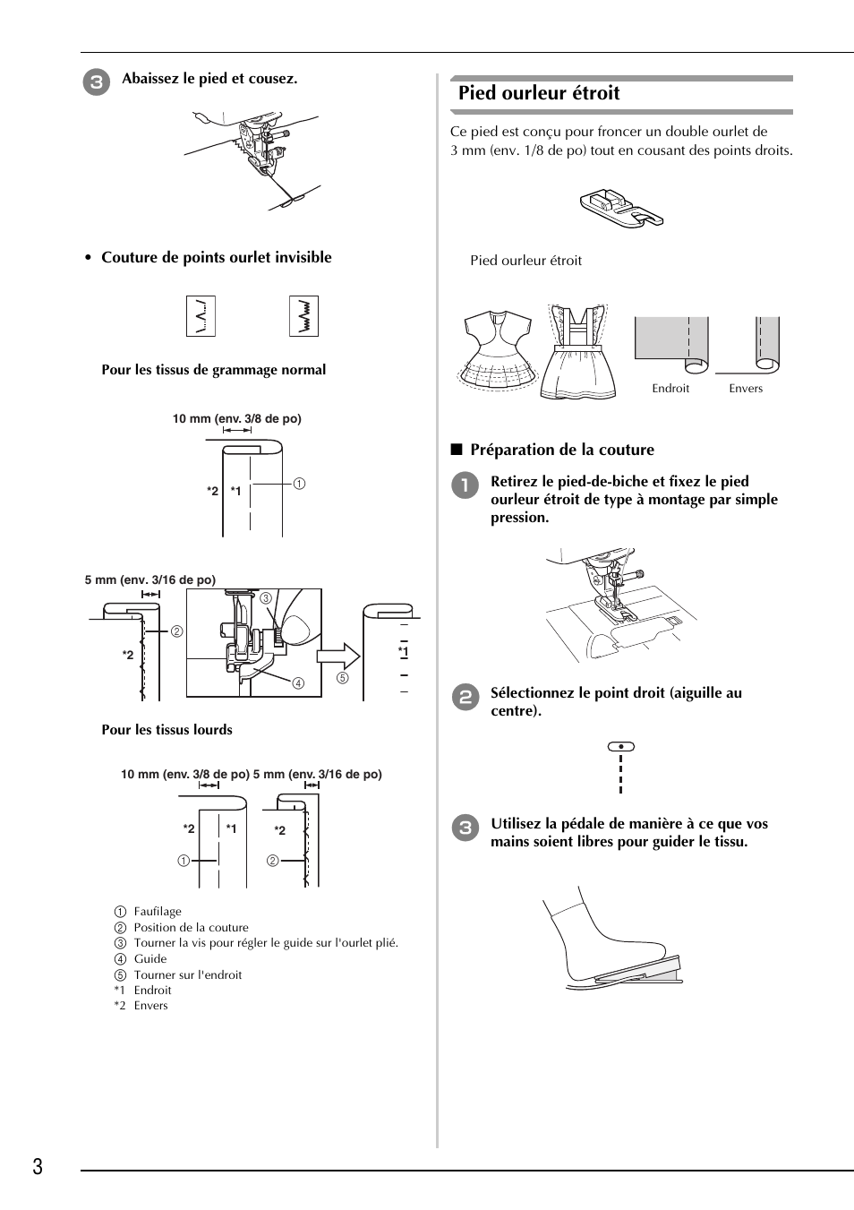 Pied ourleur étroit, Préparation de la couture | Baby Lock Ellisimo Gold 2 (BLSOG2) Instruction and Reference Guide Addendum User Manual | Page 24 / 32