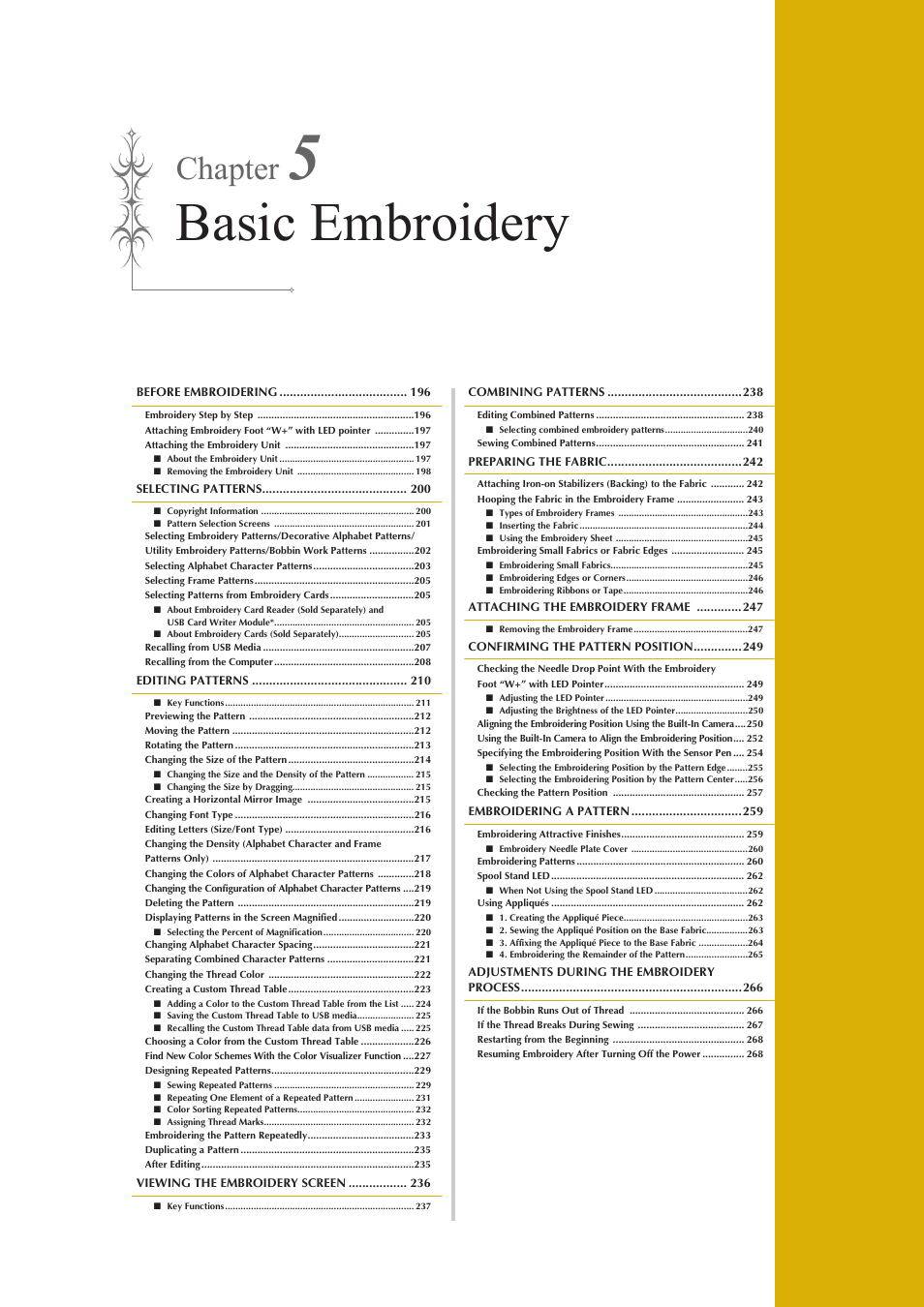 Basic embroidery, Chapter | Baby Lock Destiny (BLDY) Instruction & Reference Guide-Part2 User Manual | Page 2 / 225