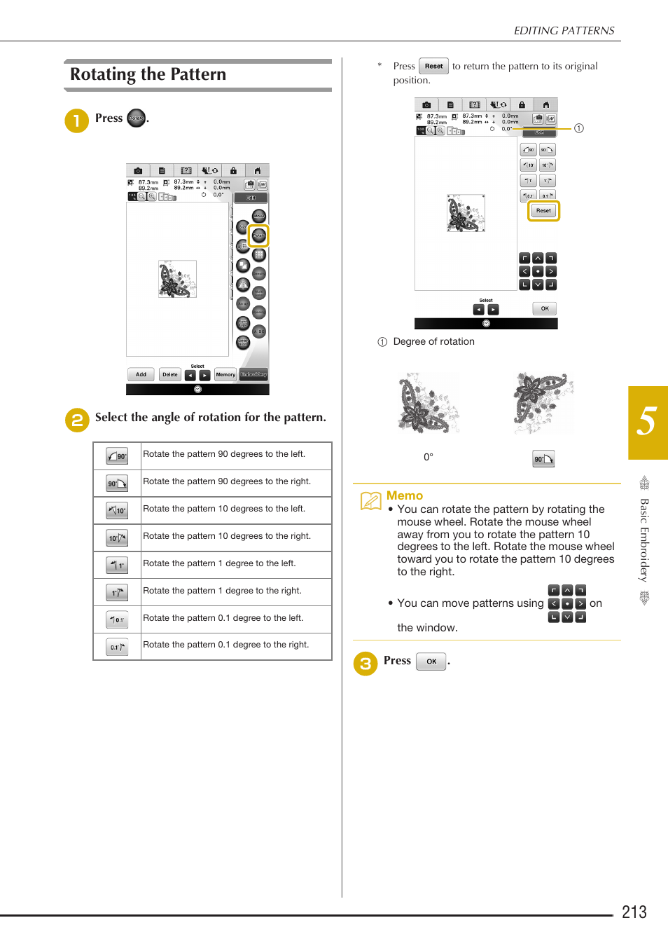 Rotating the pattern | Baby Lock Destiny (BLDY) Instruction & Reference Guide-Part2 User Manual | Page 20 / 225