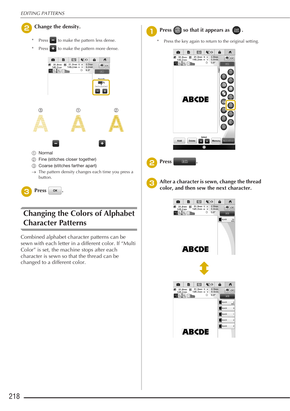 Changing the colors of alphabet character patterns | Baby Lock Destiny (BLDY) Instruction & Reference Guide-Part2 User Manual | Page 25 / 225