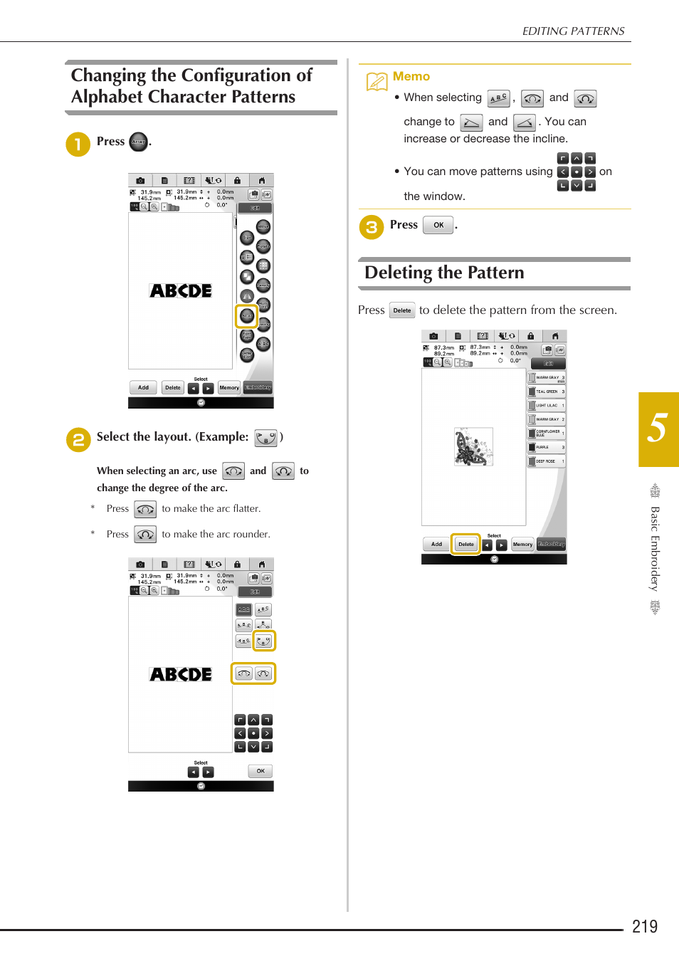 Deleting the pattern | Baby Lock Destiny (BLDY) Instruction & Reference Guide-Part2 User Manual | Page 26 / 225