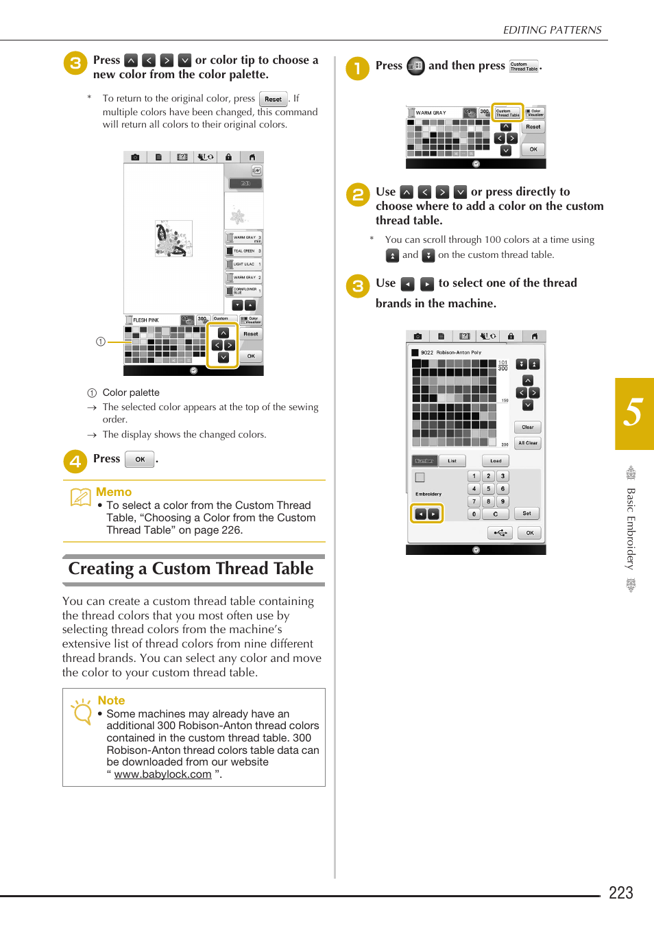 Creating a custom thread table | Baby Lock Destiny (BLDY) Instruction & Reference Guide-Part2 User Manual | Page 30 / 225