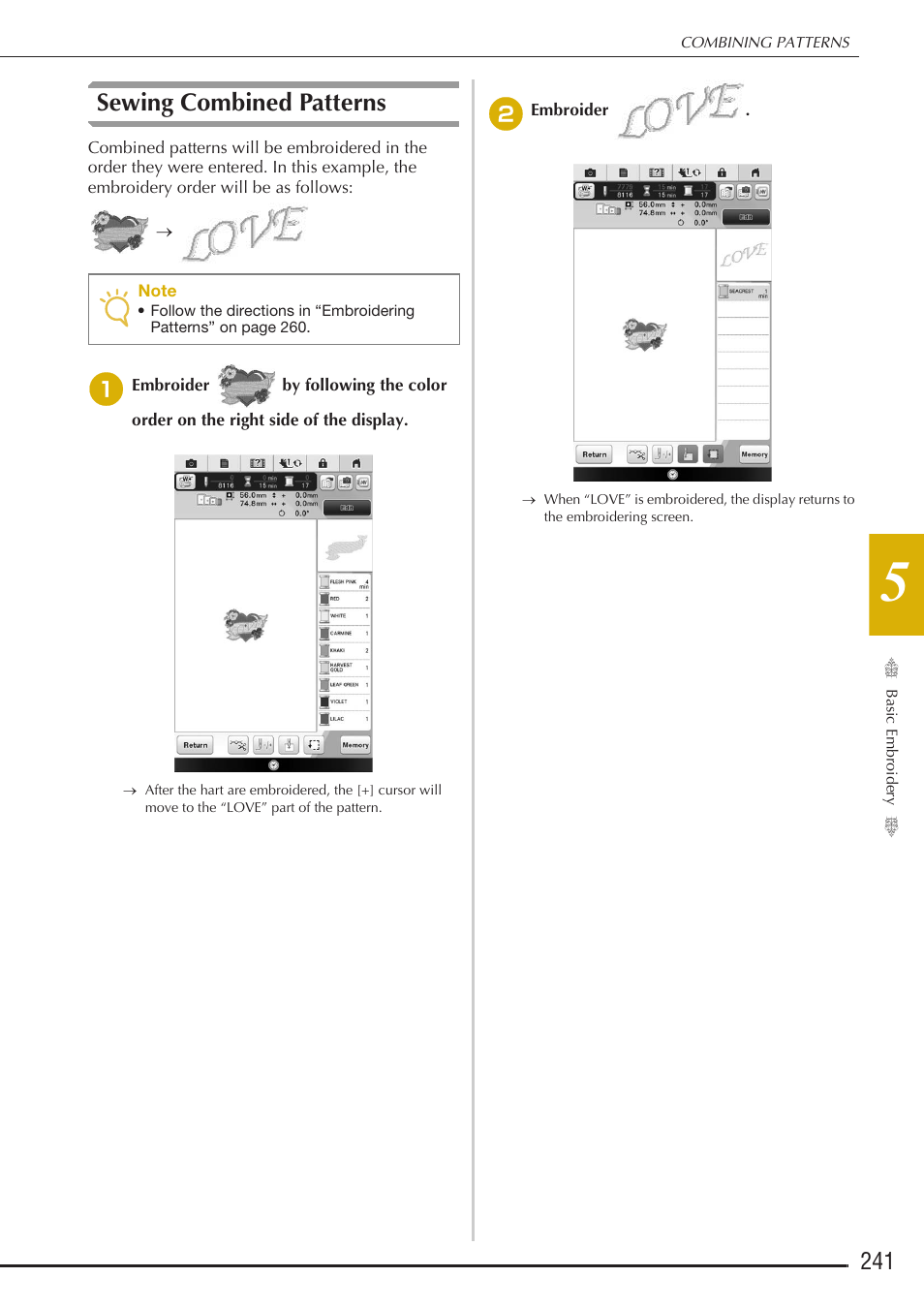 Sewing combined patterns | Baby Lock Destiny (BLDY) Instruction & Reference Guide-Part2 User Manual | Page 48 / 225