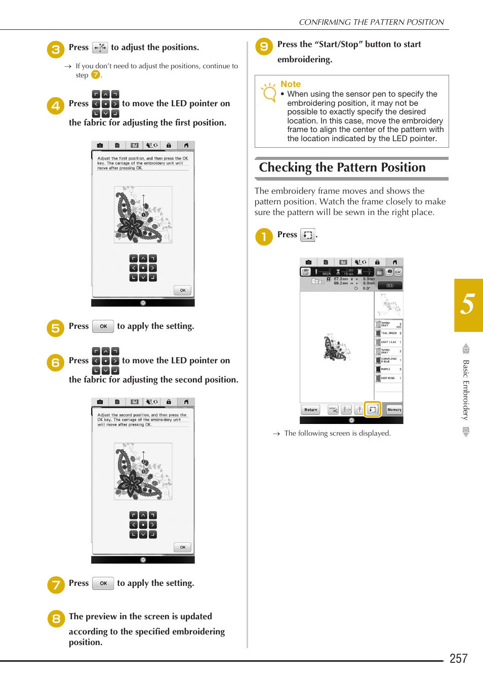 Checking the pattern position | Baby Lock Destiny (BLDY) Instruction & Reference Guide-Part2 User Manual | Page 64 / 225