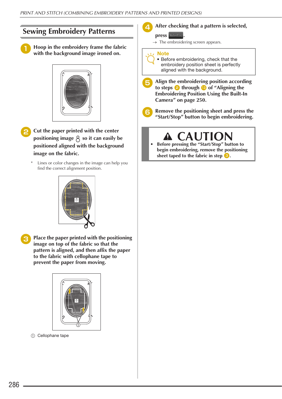 Caution, Sewing embroidery patterns | Baby Lock Destiny (BLDY) Instruction & Reference Guide-Part2 User Manual | Page 93 / 225