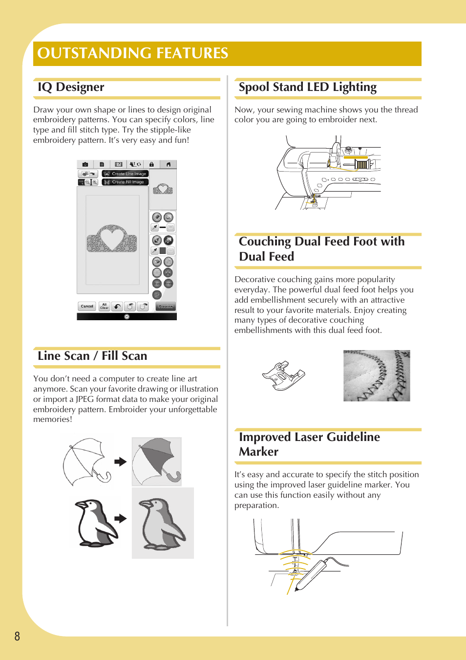 Outstanding features | Baby Lock Destiny (BLDY) Instruction & Reference Guide-Part1 User Manual | Page 10 / 196