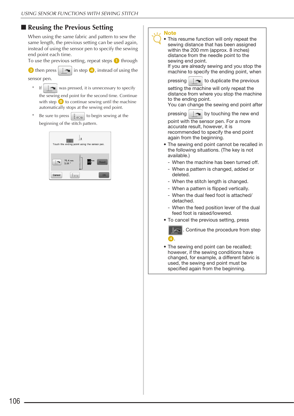 Reusing the previous setting | Baby Lock Destiny (BLDY) Instruction & Reference Guide-Part1 User Manual | Page 108 / 196