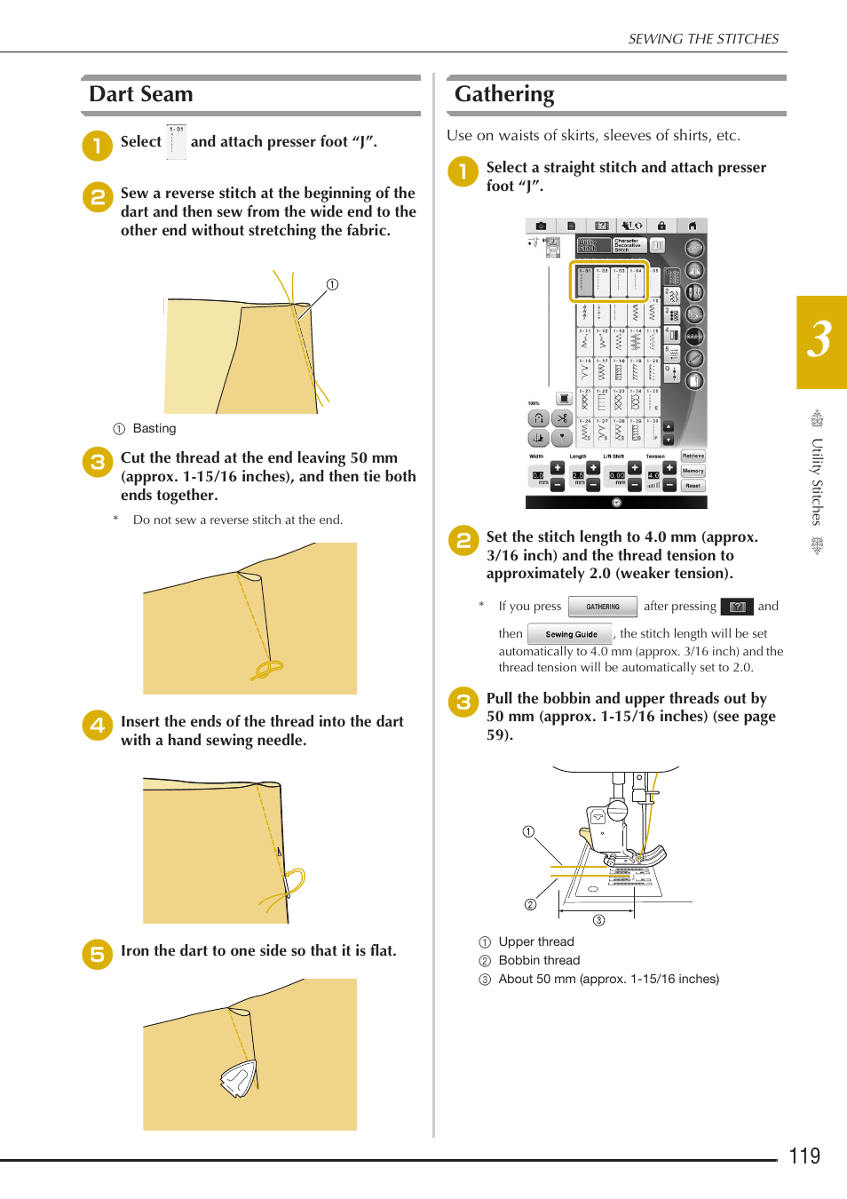 Dart seam, Gathering | Baby Lock Destiny (BLDY) Instruction & Reference Guide-Part1 User Manual | Page 121 / 196