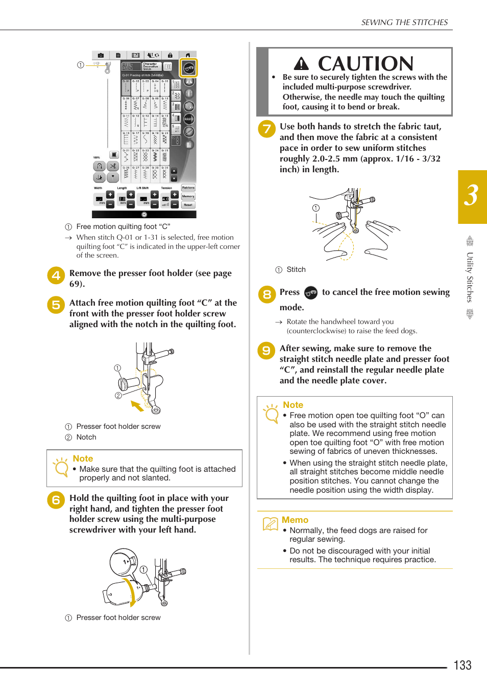 Caution | Baby Lock Destiny (BLDY) Instruction & Reference Guide-Part1 User Manual | Page 135 / 196