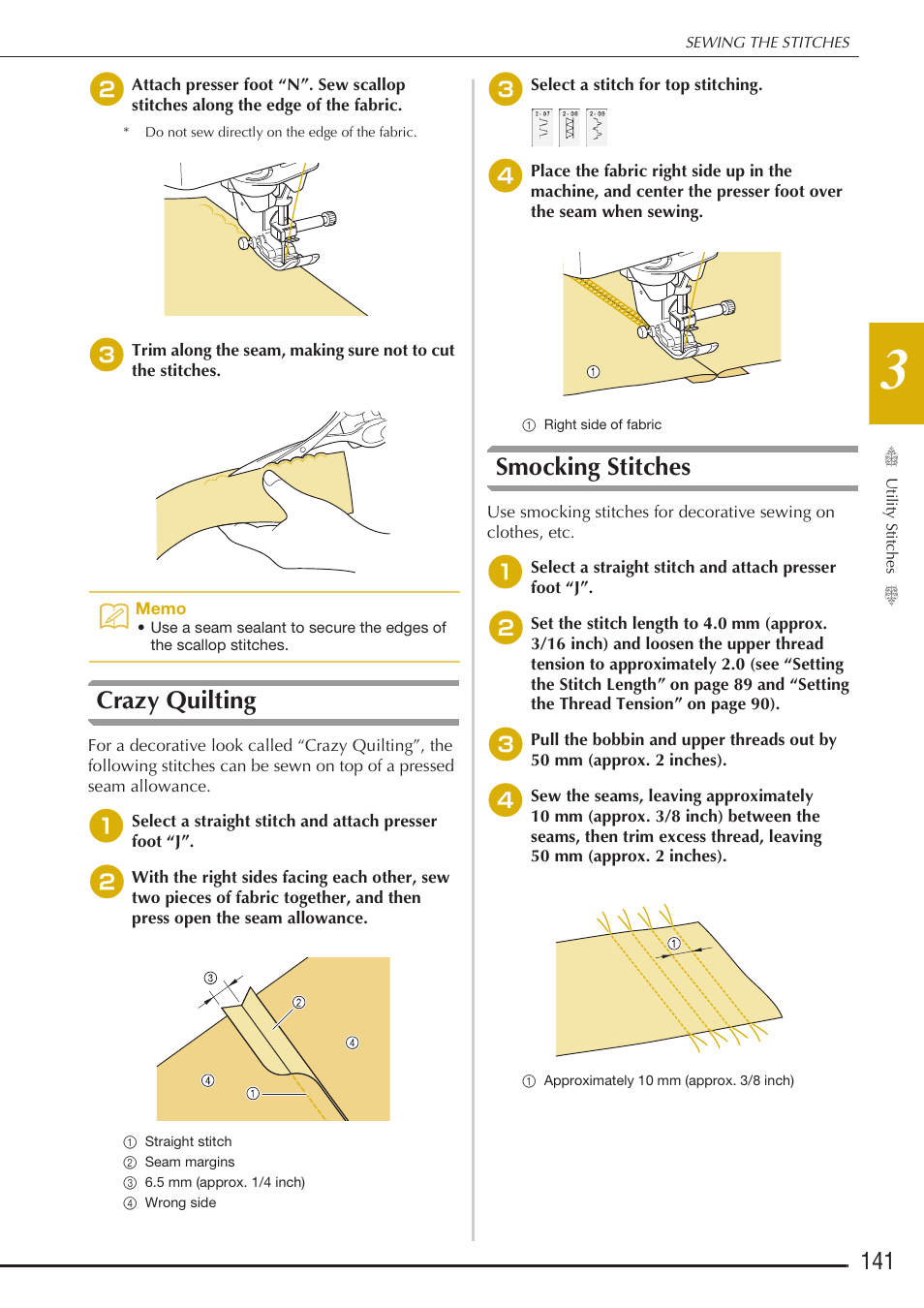 Crazy quilting, Smocking stitches | Baby Lock Destiny (BLDY) Instruction & Reference Guide-Part1 User Manual | Page 143 / 196