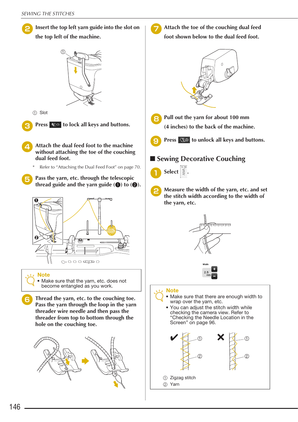 Sewing decorative couching | Baby Lock Destiny (BLDY) Instruction & Reference Guide-Part1 User Manual | Page 148 / 196