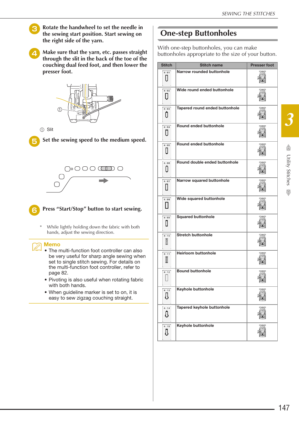 One-step buttonholes | Baby Lock Destiny (BLDY) Instruction & Reference Guide-Part1 User Manual | Page 149 / 196