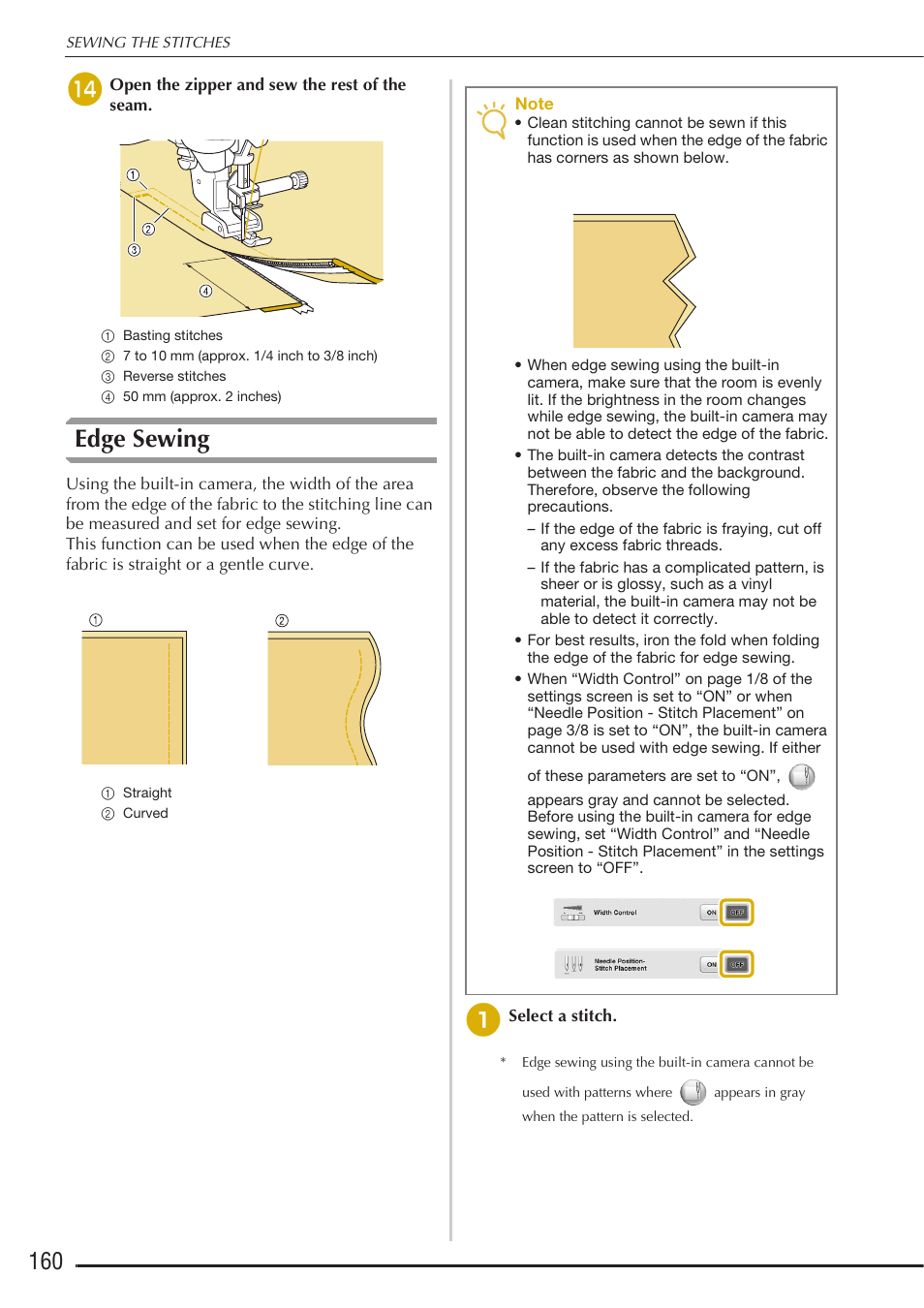 Edge sewing | Baby Lock Destiny (BLDY) Instruction & Reference Guide-Part1 User Manual | Page 162 / 196