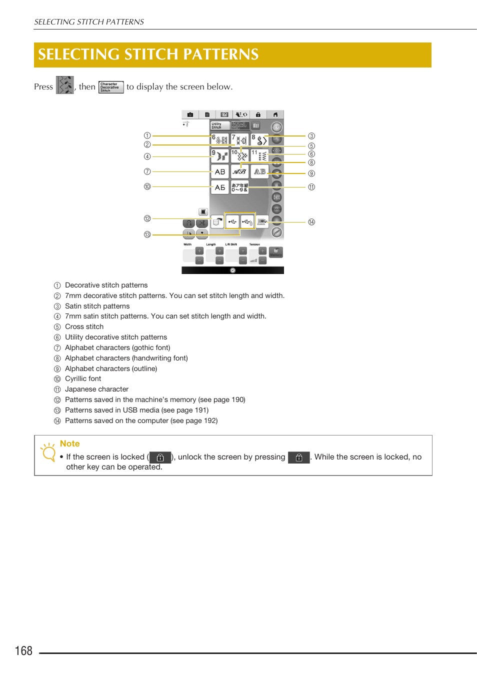 Selecting stitch patterns | Baby Lock Destiny (BLDY) Instruction & Reference Guide-Part1 User Manual | Page 170 / 196