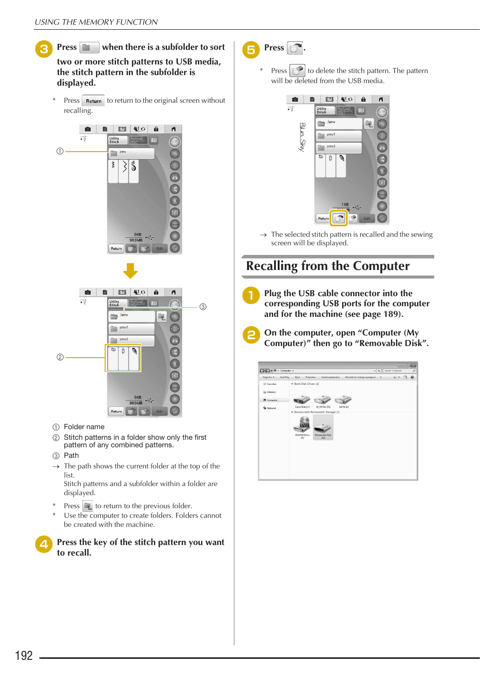 Recalling from the computer | Baby Lock Destiny (BLDY) Instruction & Reference Guide-Part1 User Manual | Page 194 / 196