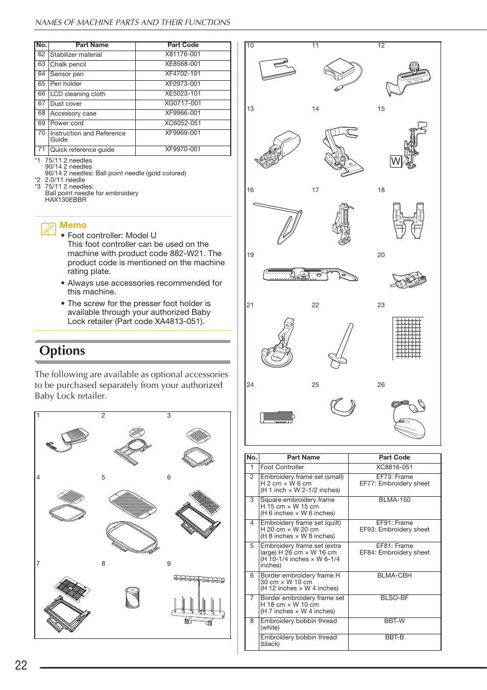 Options | Baby Lock Destiny (BLDY) Instruction & Reference Guide-Part1 User Manual | Page 24 / 196