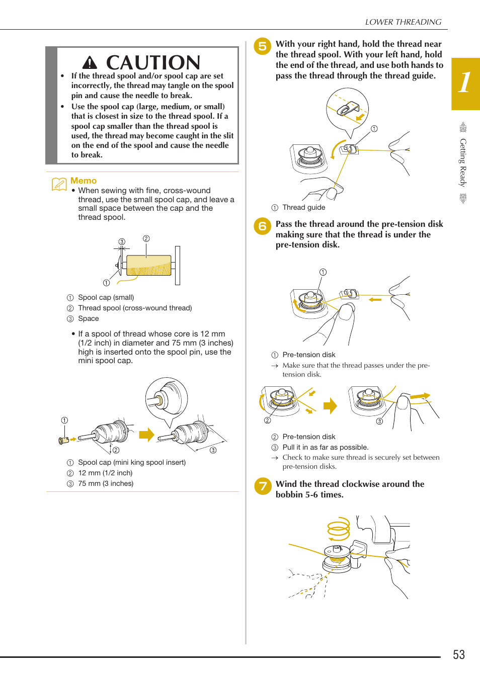 Caution | Baby Lock Destiny (BLDY) Instruction & Reference Guide-Part1 User Manual | Page 55 / 196