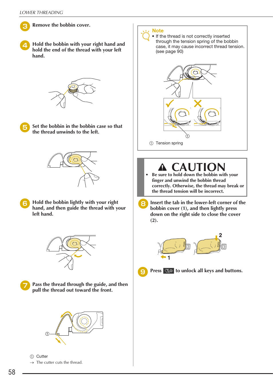 Caution | Baby Lock Destiny (BLDY) Instruction & Reference Guide-Part1 User Manual | Page 60 / 196