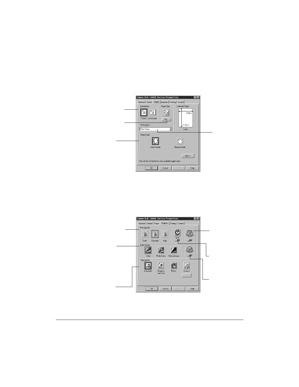 Paper, Graphics | Canon BJC-4400 User Manual | Page 18 / 106