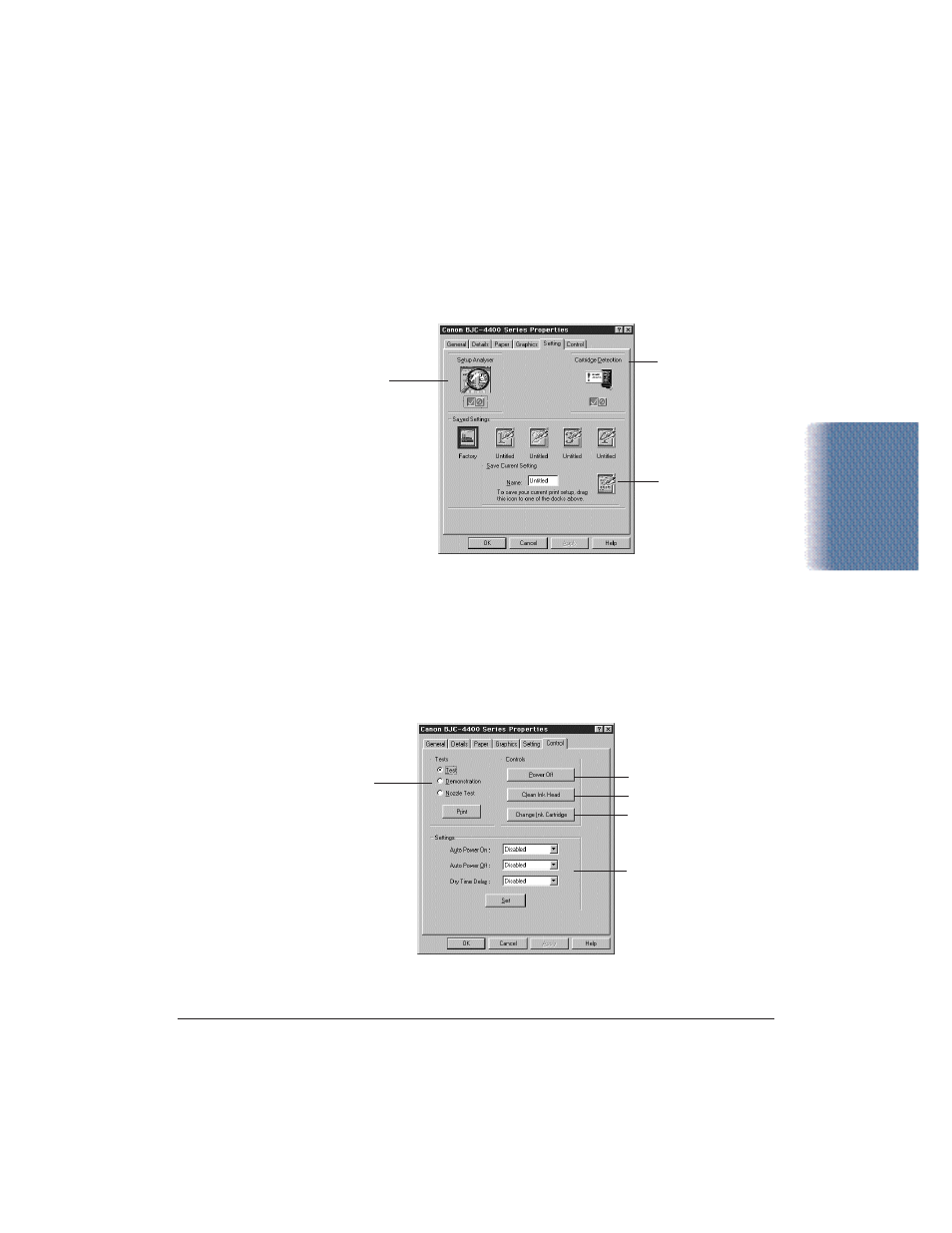 Setting, Control | Canon BJC-4400 User Manual | Page 19 / 106