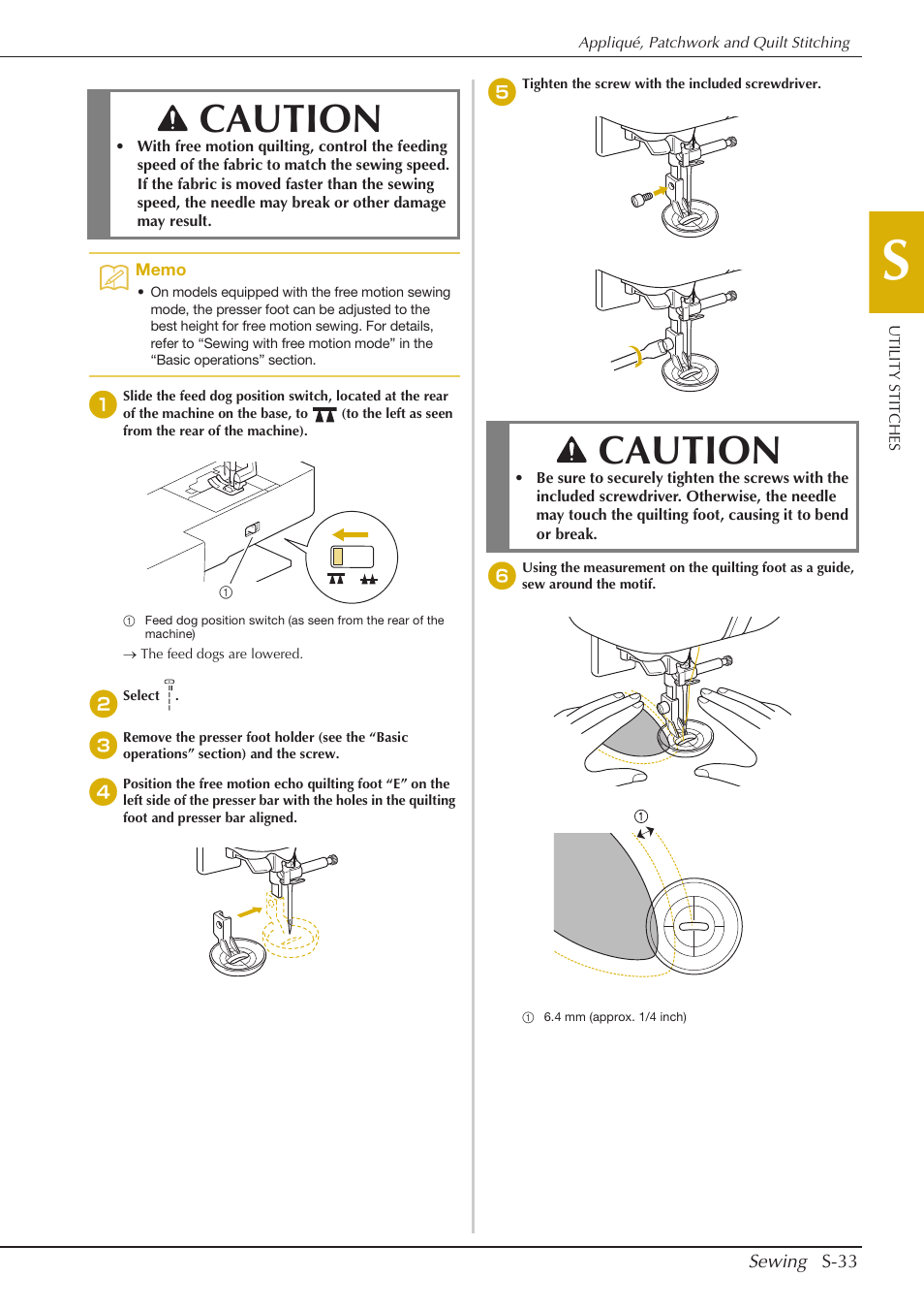 Caution | Baby Lock Aventura (BLMAV) Instruction and Reference Guide User Manual | Page 109 / 204