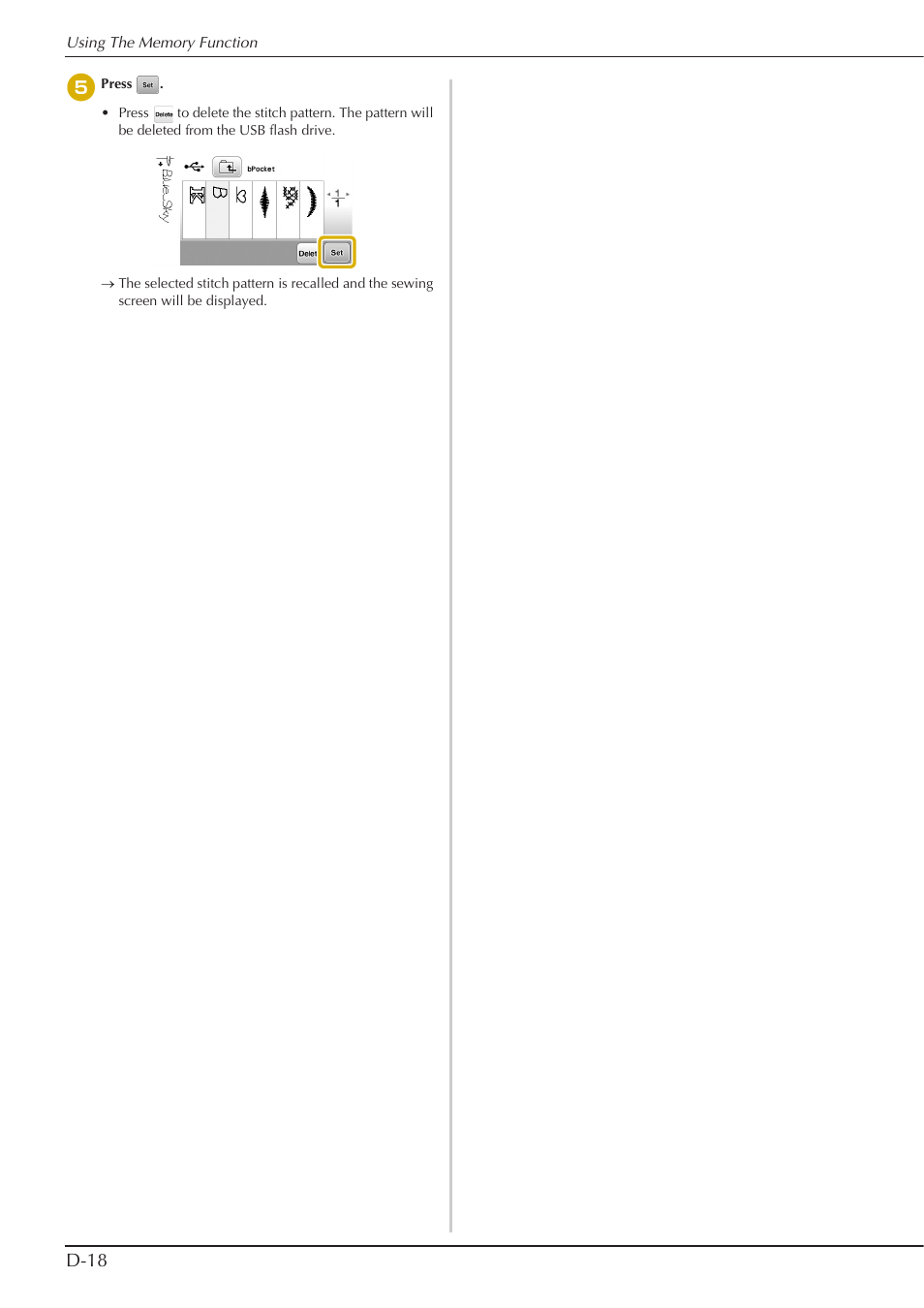 D-18 | Baby Lock Aventura (BLMAV) Instruction and Reference Guide User Manual | Page 140 / 204