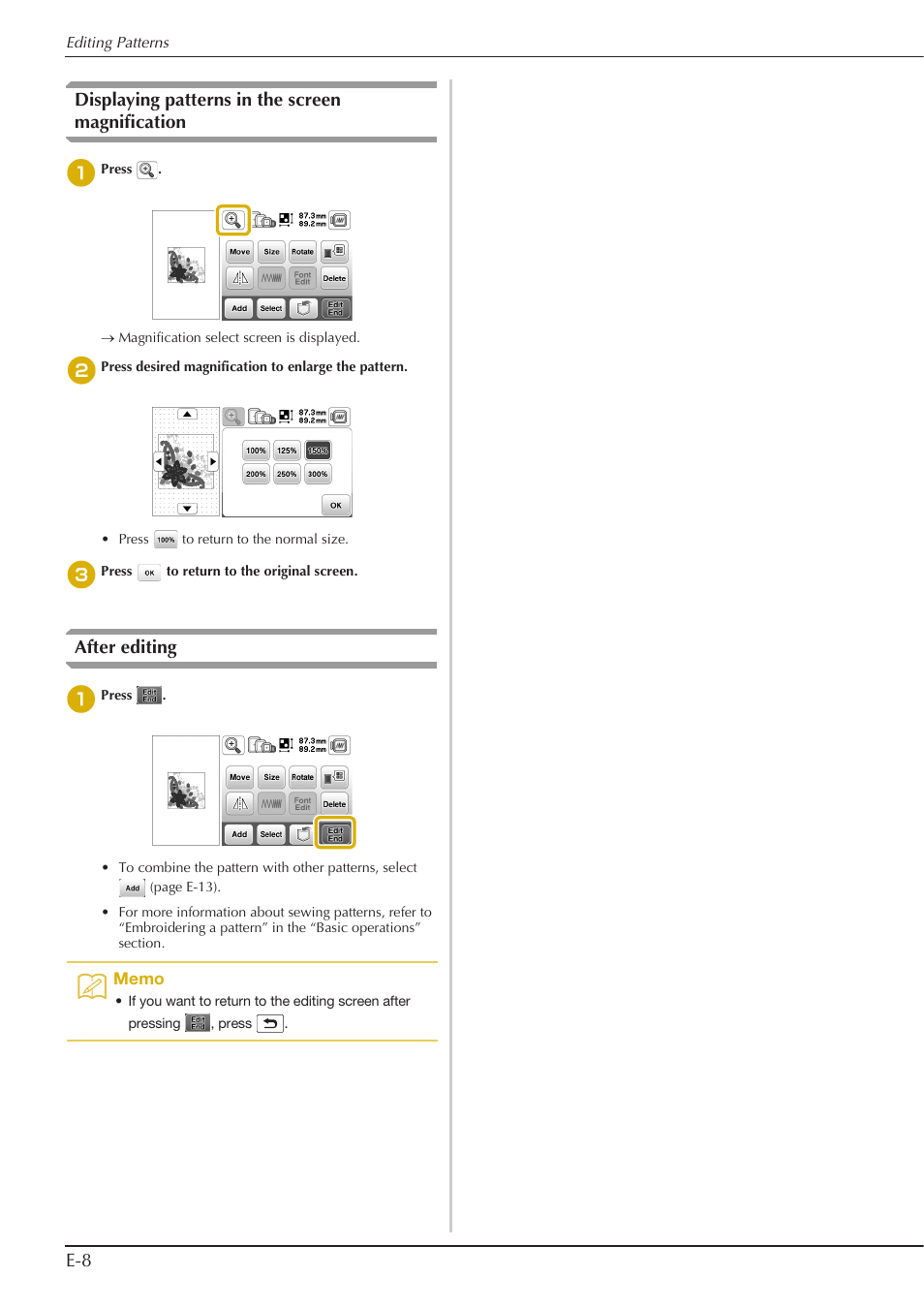 After editing | Baby Lock Aventura (BLMAV) Instruction and Reference Guide User Manual | Page 148 / 204