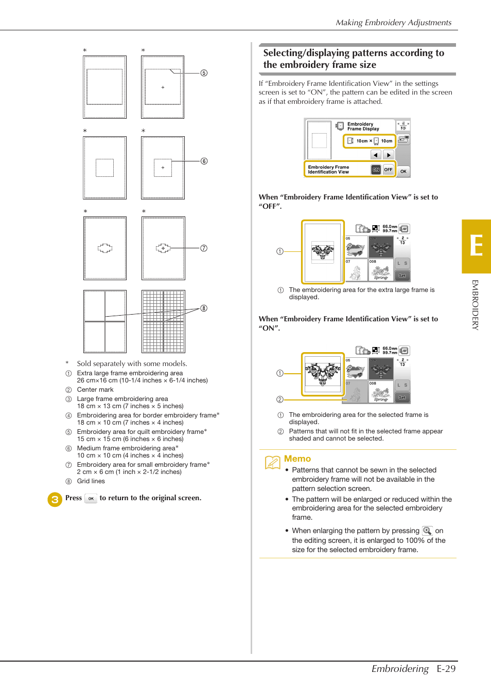 Embroidering e-29 | Baby Lock Aventura (BLMAV) Instruction and Reference Guide User Manual | Page 169 / 204