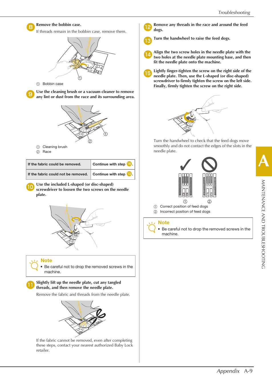 Appendix a-9 | Baby Lock Aventura (BLMAV) Instruction and Reference Guide User Manual | Page 185 / 204