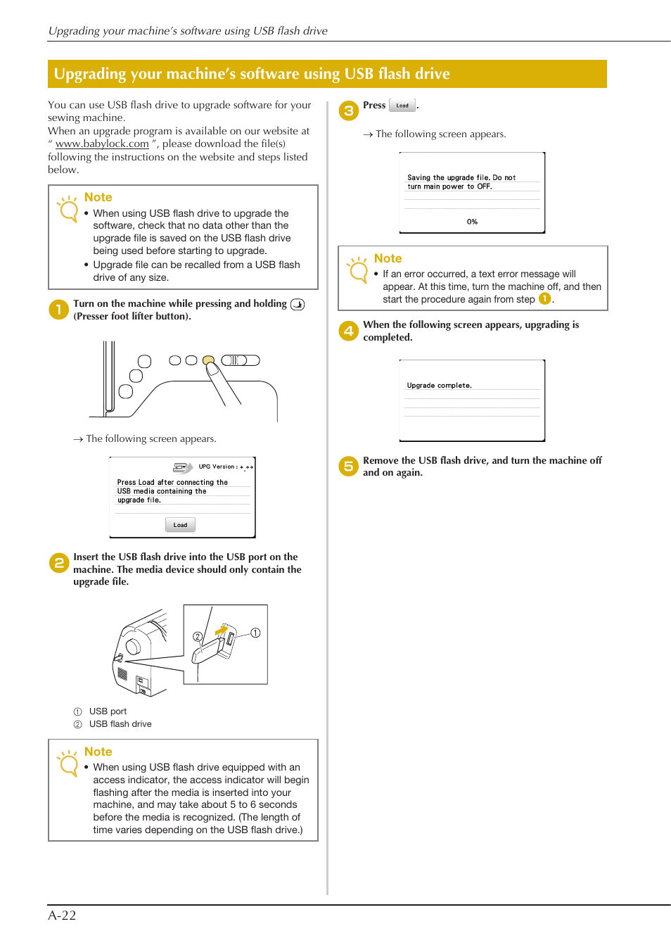 A-22 | Baby Lock Aventura (BLMAV) Instruction and Reference Guide User Manual | Page 198 / 204