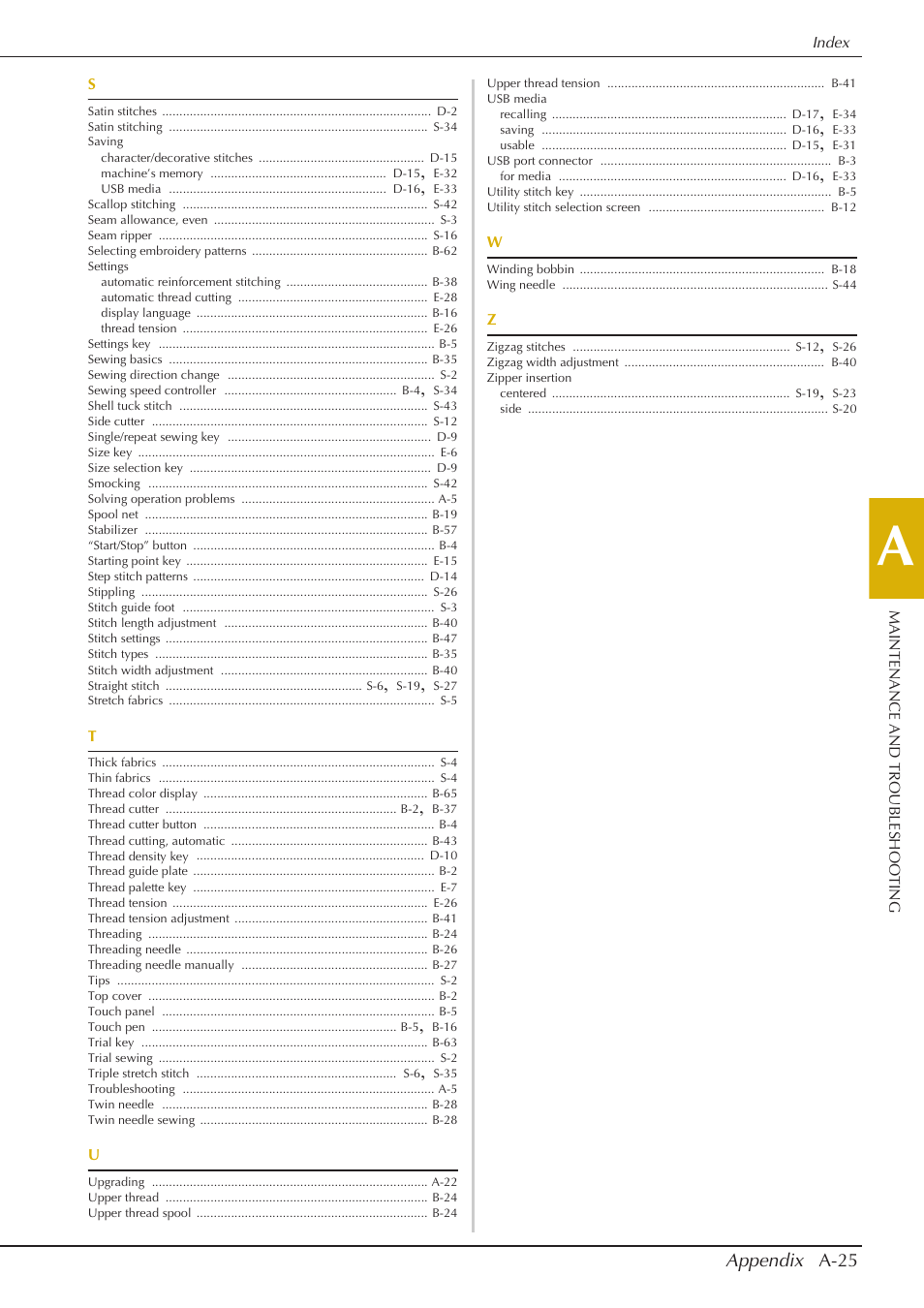 Appendix a-25 | Baby Lock Aventura (BLMAV) Instruction and Reference Guide User Manual | Page 201 / 204