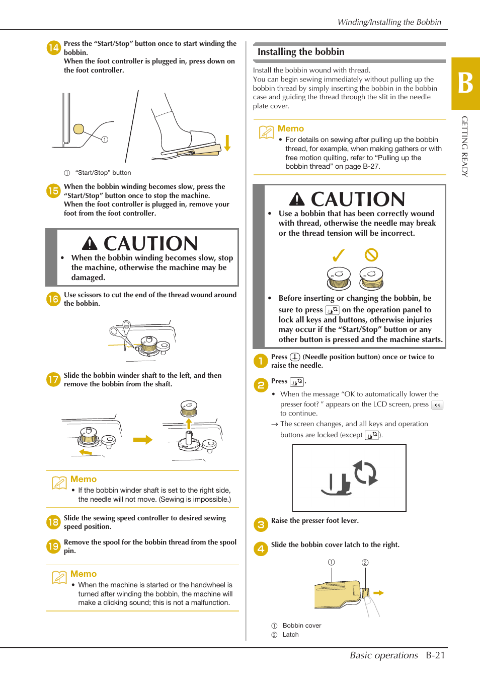 Caution | Baby Lock Aventura (BLMAV) Instruction and Reference Guide User Manual | Page 31 / 204