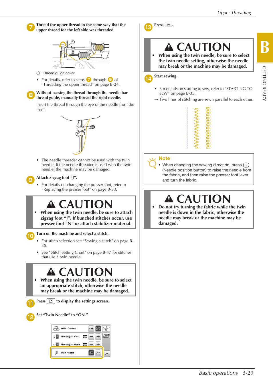Caution | Baby Lock Aventura (BLMAV) Instruction and Reference Guide User Manual | Page 39 / 204