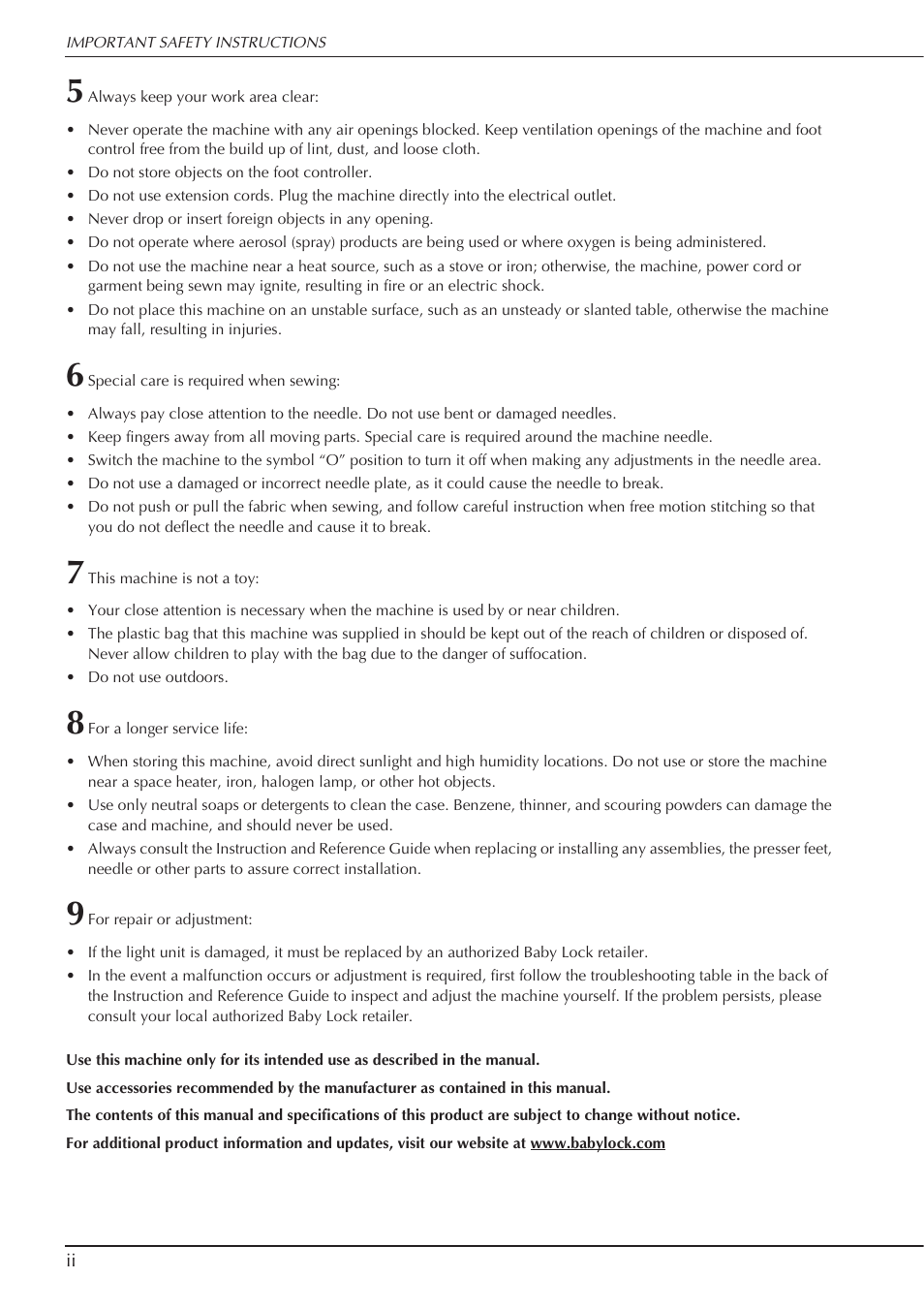 Baby Lock Aventura (BLMAV) Instruction and Reference Guide User Manual | Page 4 / 204