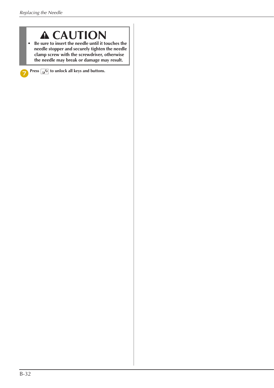 Caution | Baby Lock Aventura (BLMAV) Instruction and Reference Guide User Manual | Page 42 / 204