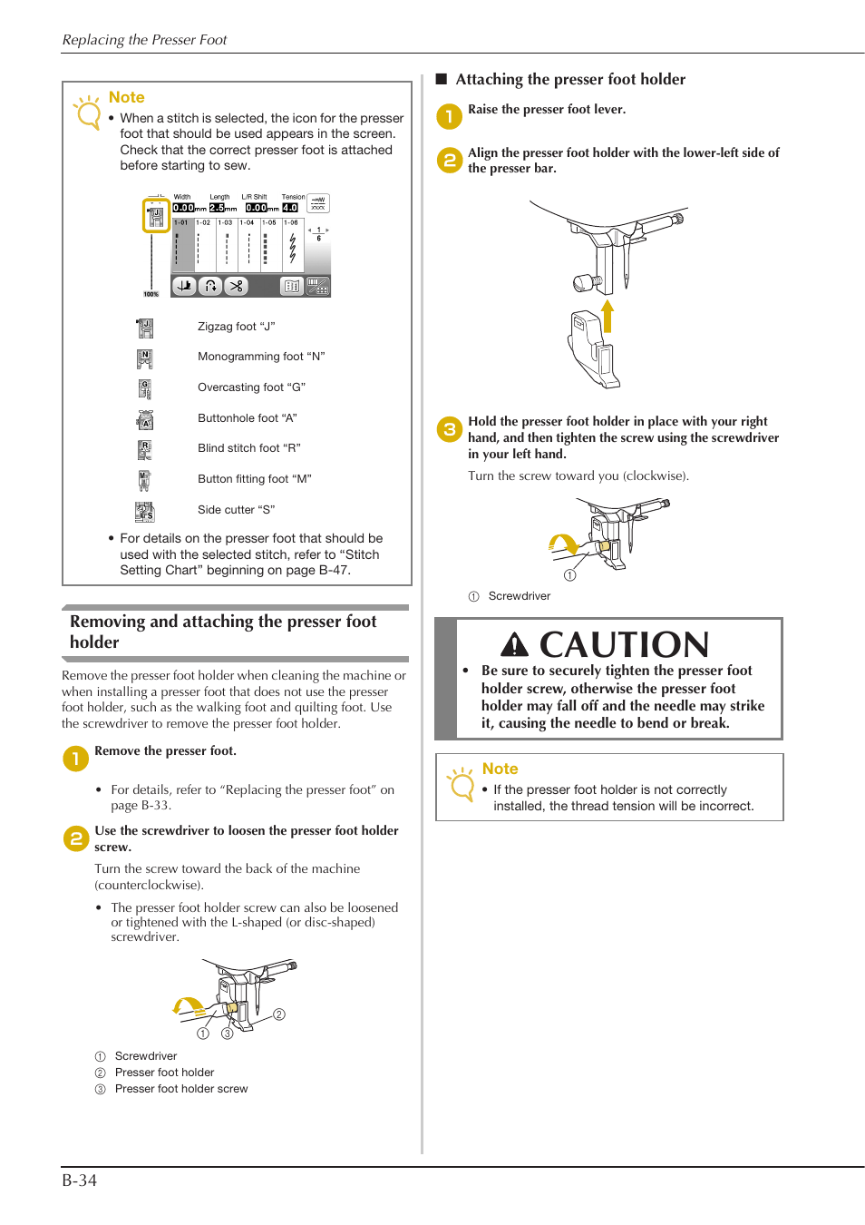 Caution | Baby Lock Aventura (BLMAV) Instruction and Reference Guide User Manual | Page 44 / 204