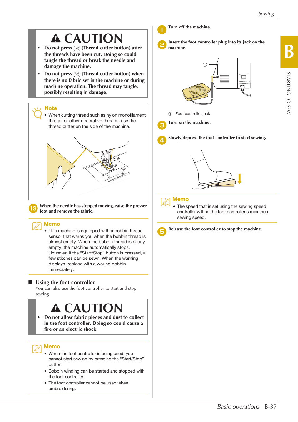 Caution | Baby Lock Aventura (BLMAV) Instruction and Reference Guide User Manual | Page 47 / 204