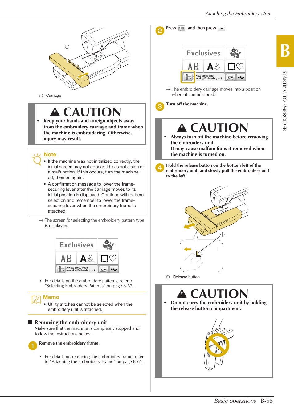 Caution | Baby Lock Aventura (BLMAV) Instruction and Reference Guide User Manual | Page 65 / 204