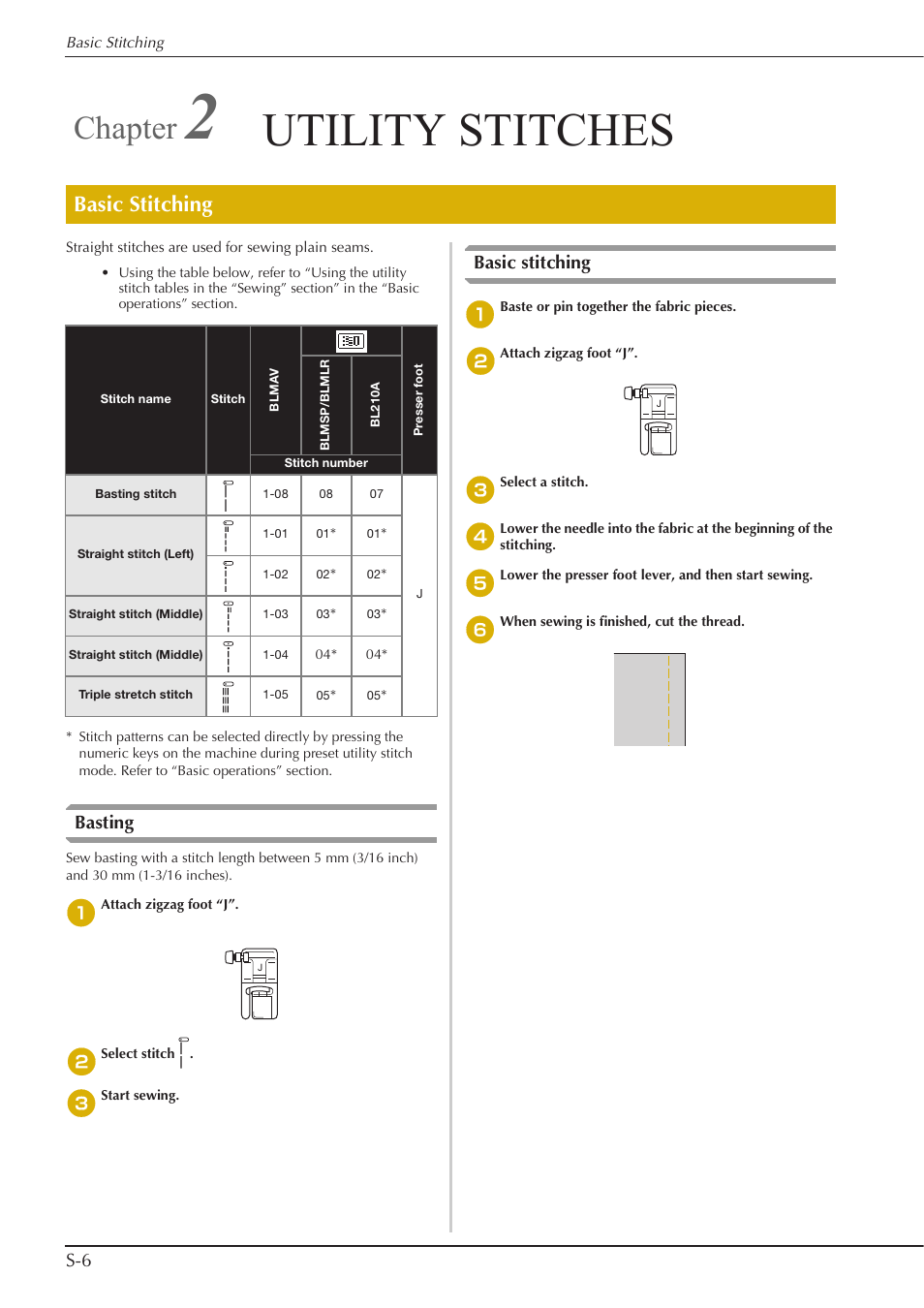 Utility stitches, Chapter, Basting | Basic stitching | Baby Lock Aventura (BLMAV) Instruction and Reference Guide User Manual | Page 82 / 204