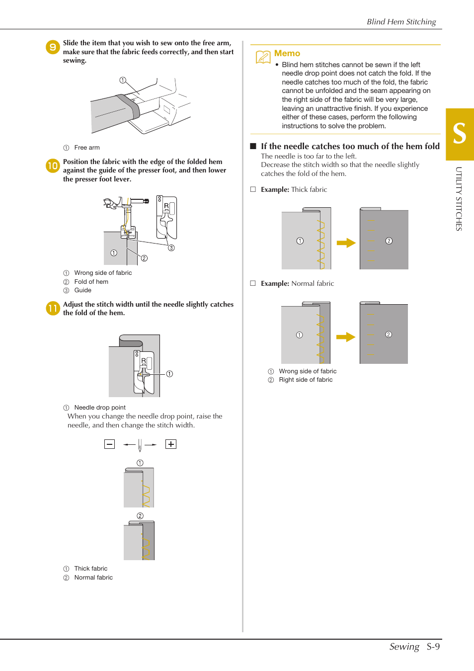 Sewing s-9 | Baby Lock Aventura (BLMAV) Instruction and Reference Guide User Manual | Page 85 / 204