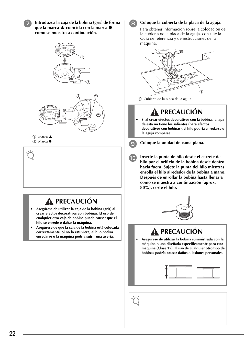 Precaución | Baby Lock Ellegante 3 (BLG3) Instruction and Reference Guide Addendum User Manual | Page 100 / 120