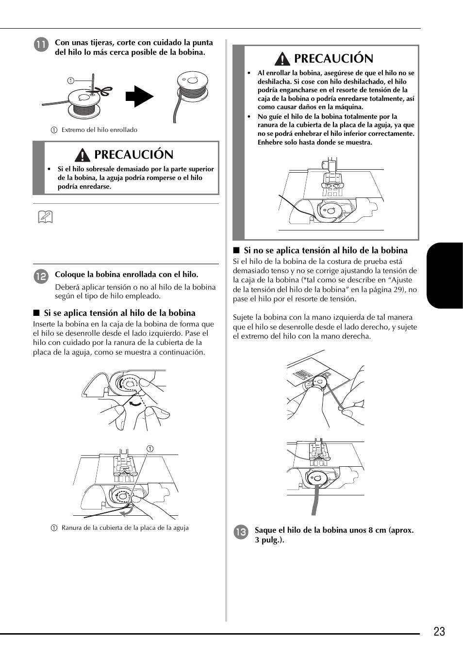 Precaución, 23 e spa ñol | Baby Lock Ellegante 3 (BLG3) Instruction and Reference Guide Addendum User Manual | Page 101 / 120