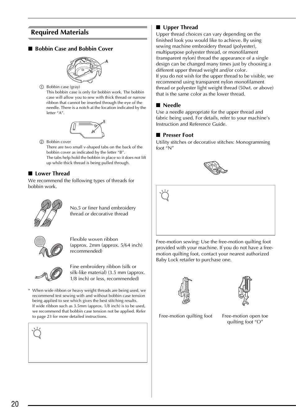 Required materials | Baby Lock Ellegante 3 (BLG3) Instruction and Reference Guide Addendum User Manual | Page 22 / 120