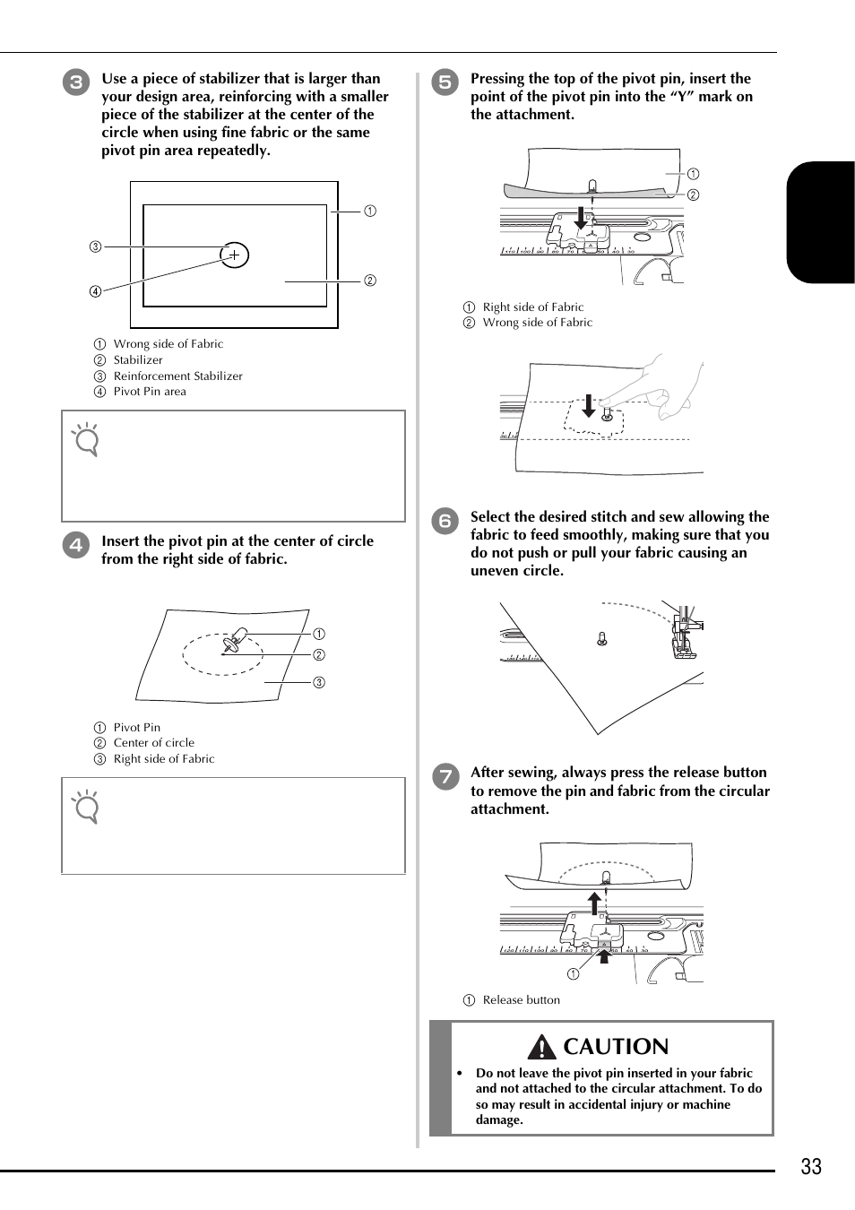 Caution, 33 e nglis h | Baby Lock Ellegante 3 (BLG3) Instruction and Reference Guide Addendum User Manual | Page 35 / 120