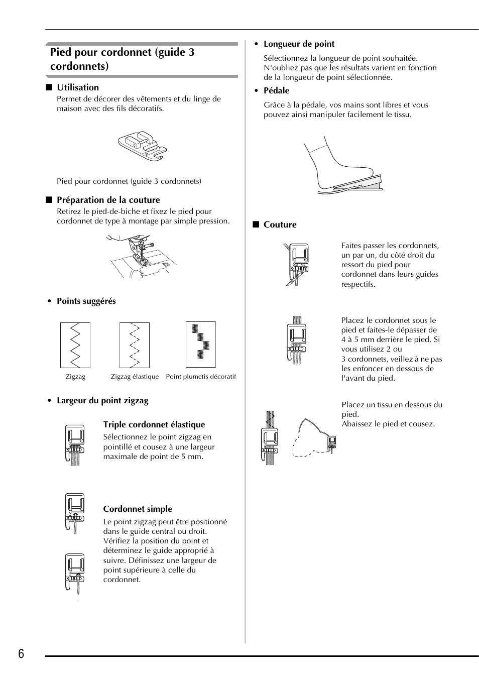 Pied pour cordonnet (guide 3 cordonnets) | Baby Lock Ellegante 3 (BLG3) Instruction and Reference Guide Addendum User Manual | Page 46 / 120