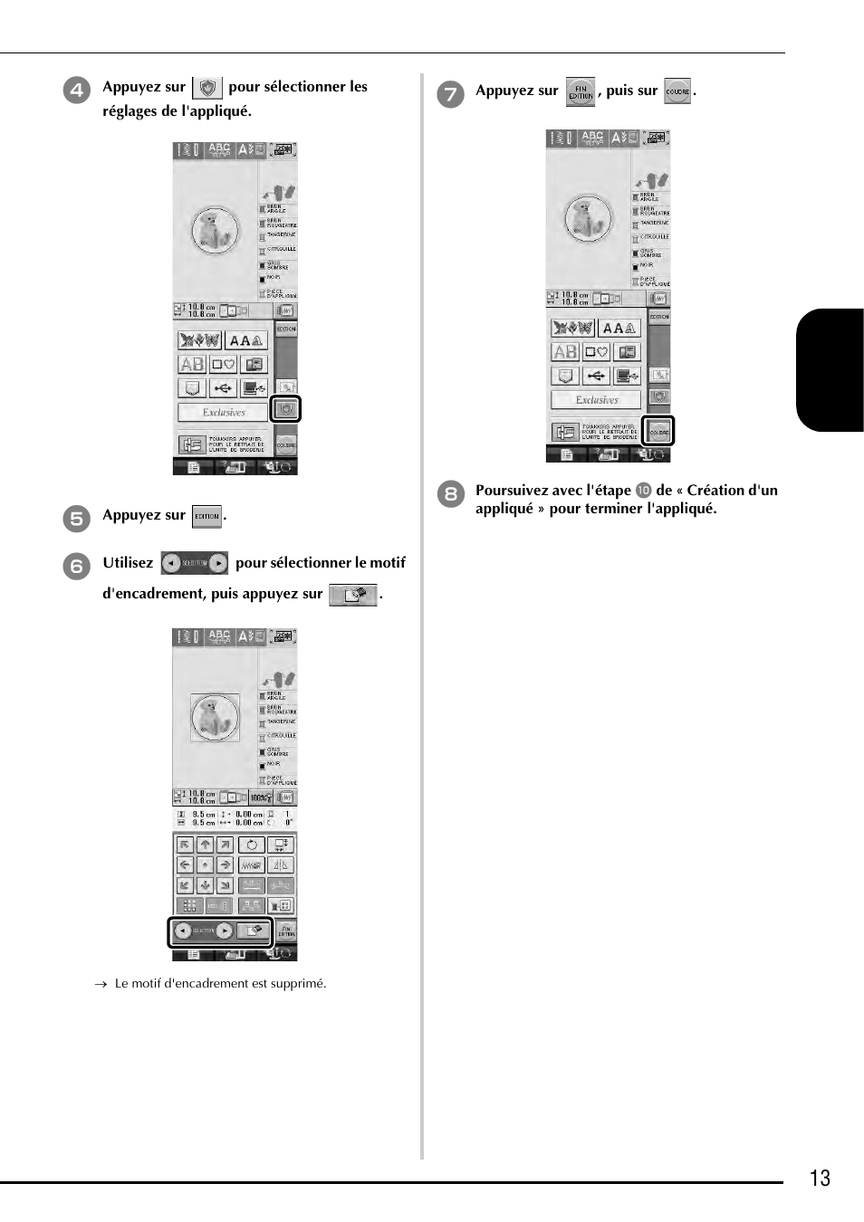 13 fra nçais | Baby Lock Ellegante 3 (BLG3) Instruction and Reference Guide Addendum User Manual | Page 53 / 120