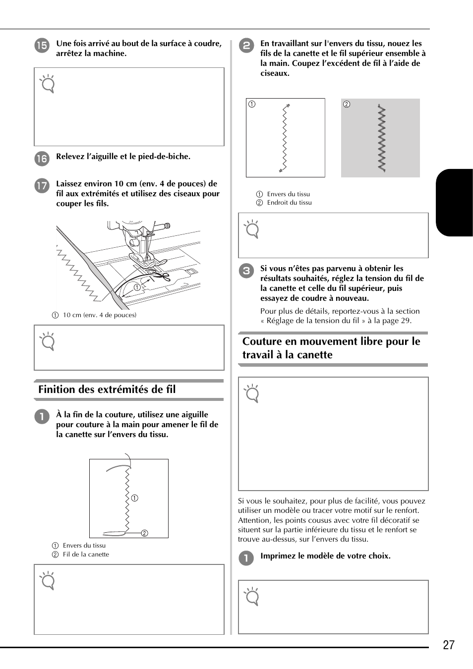 27 fra nçais, Finition des extrémités de fil | Baby Lock Ellegante 3 (BLG3) Instruction and Reference Guide Addendum User Manual | Page 67 / 120