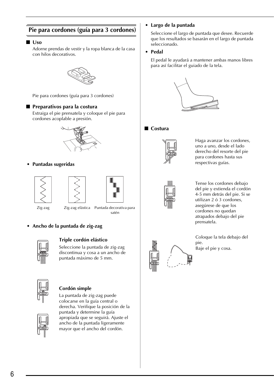 Pie para cordones (guía para 3 cordones) | Baby Lock Ellegante 3 (BLG3) Instruction and Reference Guide Addendum User Manual | Page 84 / 120