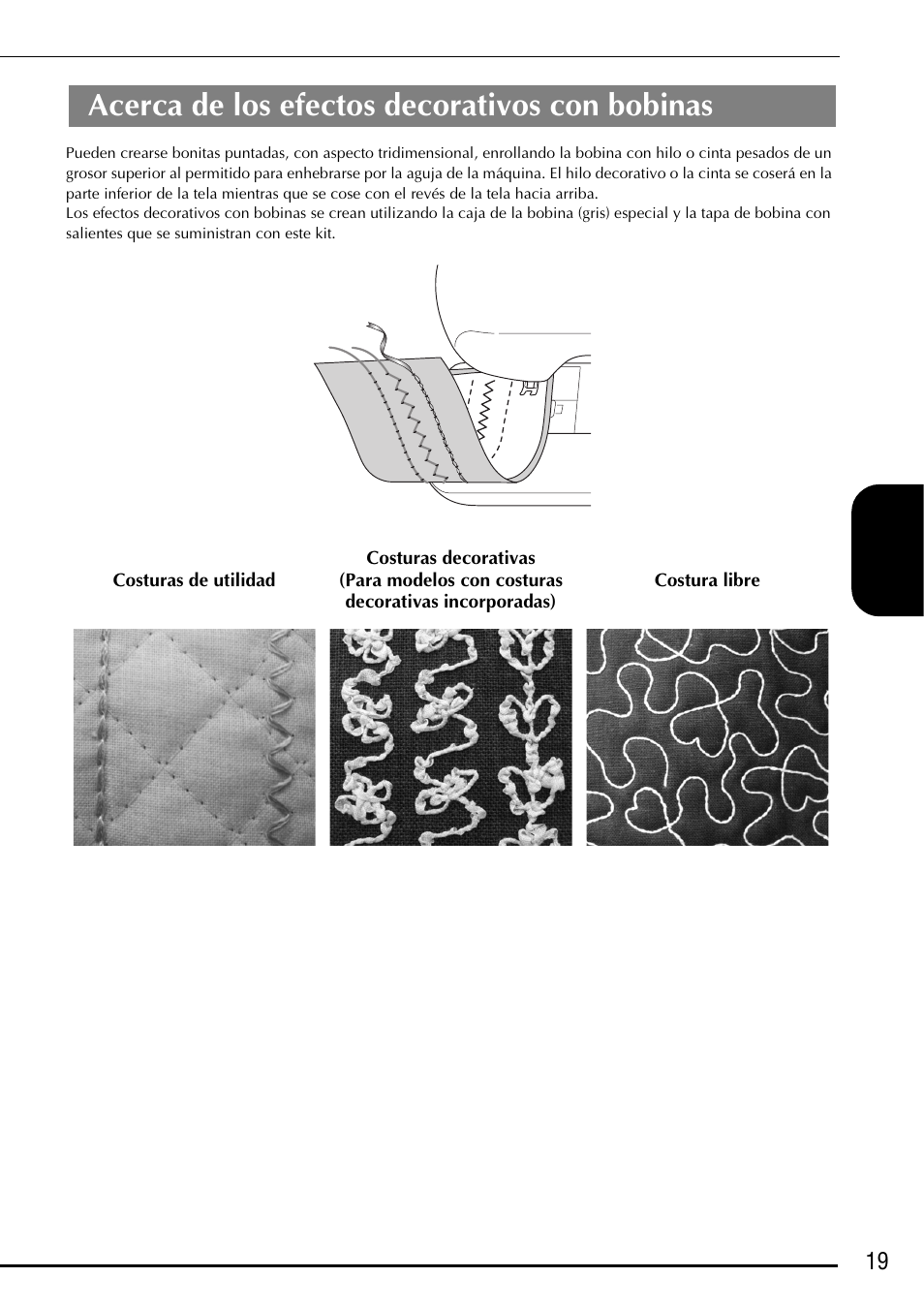 Acerca de los efectos decorativos con bobinas | Baby Lock Ellegante 3 (BLG3) Instruction and Reference Guide Addendum User Manual | Page 97 / 120